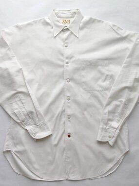 NORDSTROM XMI Off-white Dress Shirt Size M Made in USA Slimmer fit 34" Sleeve
